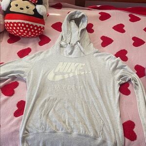 Nike Light Gray Hoodie with Logo